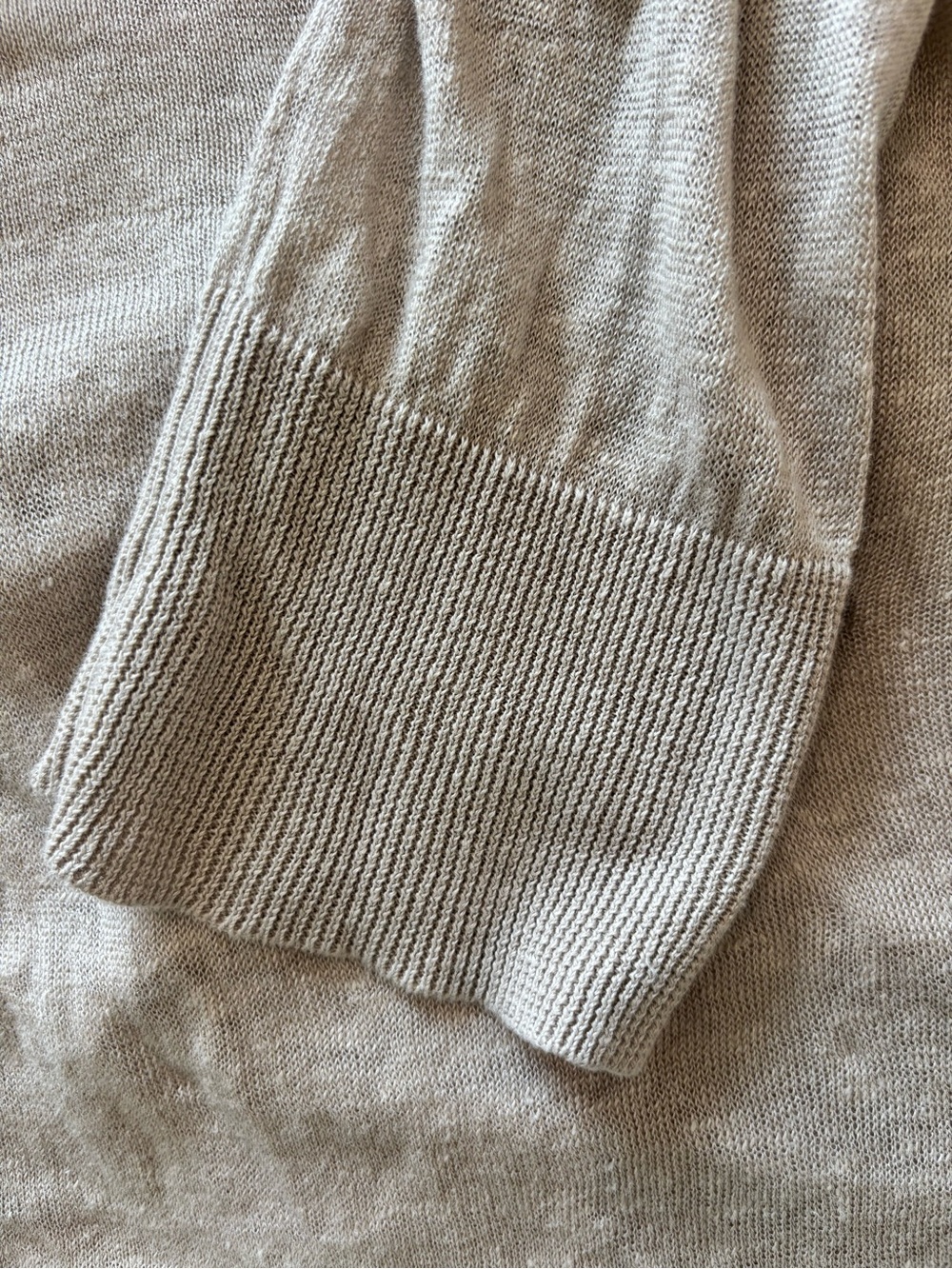 Garnet Hill Sz L 100% Linen Beige Button Down Cardigan Pockets Quite Luxury - Picture 5 of 9